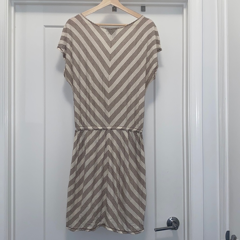 MAX EDITION Brown and Cream Stripe Dress - Size Medium - Picture 3 of 4